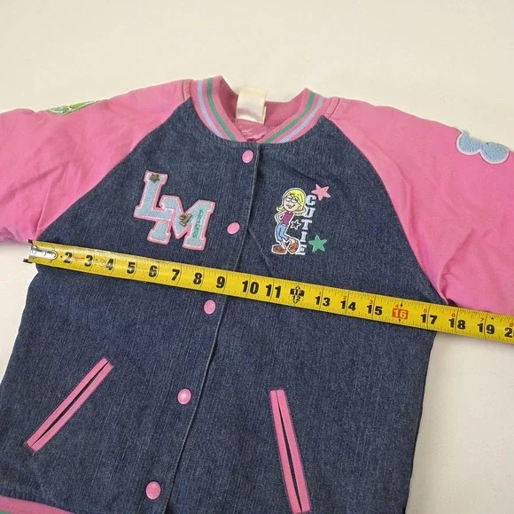 Vintage Disney Store Jacket Girls 10-12 Blue Pink Lizzie McGuire Varsity 2000s - Picture 9 of 14